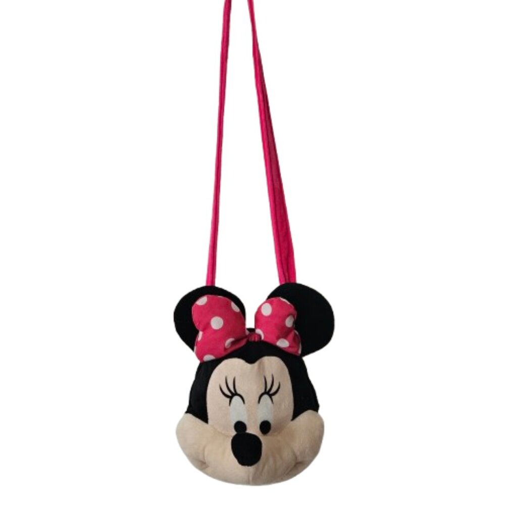 Disney Minnie Mouse Plush Crossbody Bag Fast Forward Pink Polka Dot Bow Purse